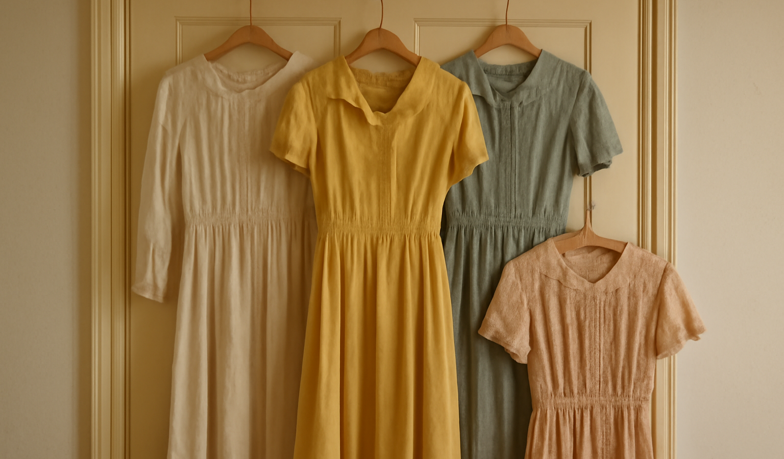 robes vintage suspendues sur porte
