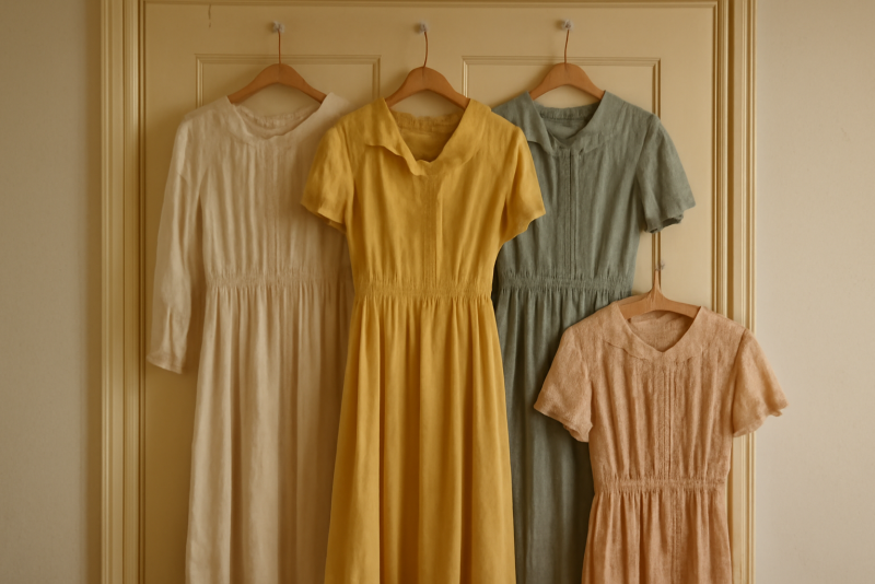 robes vintage suspendues sur porte