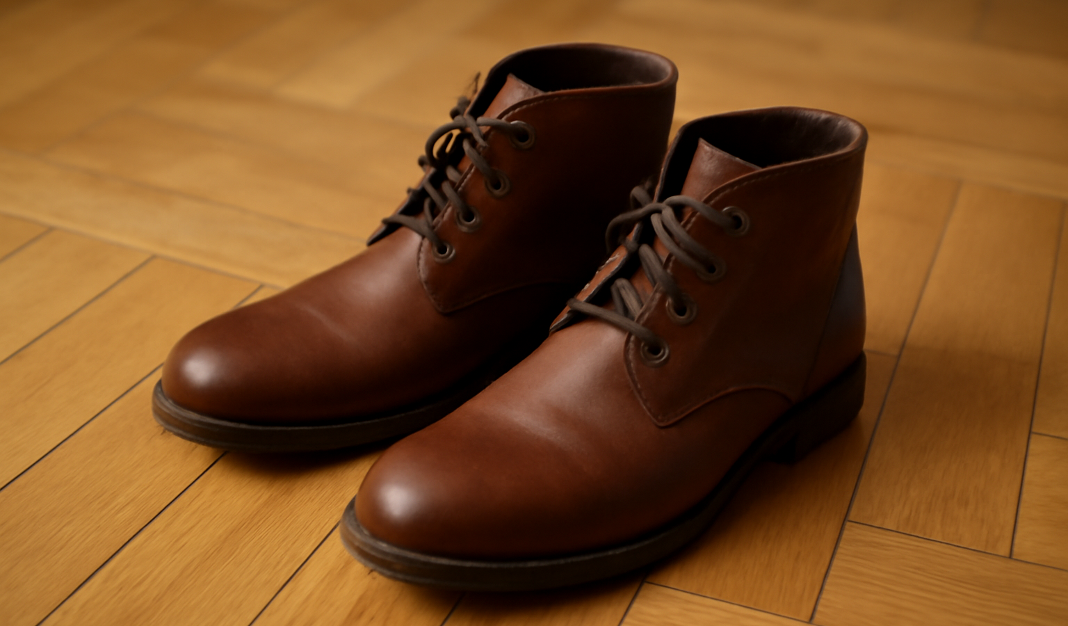 paire de bottines posees sur parquet