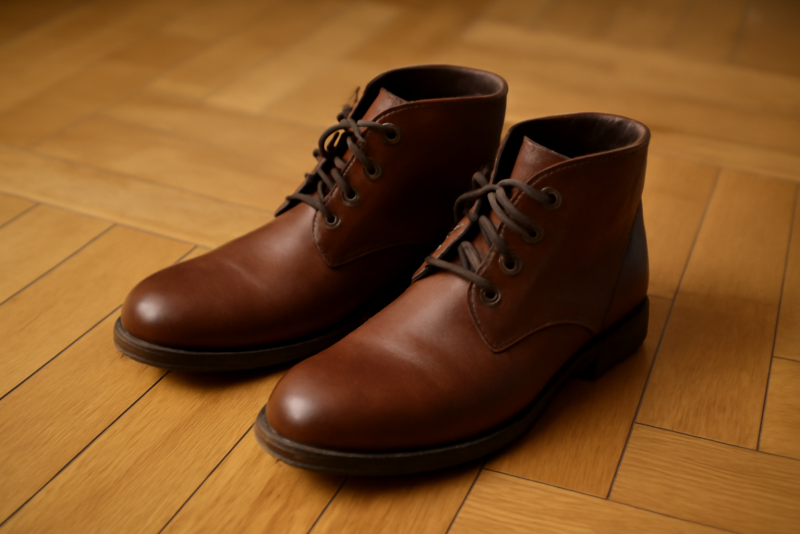 paire de bottines posees sur parquet