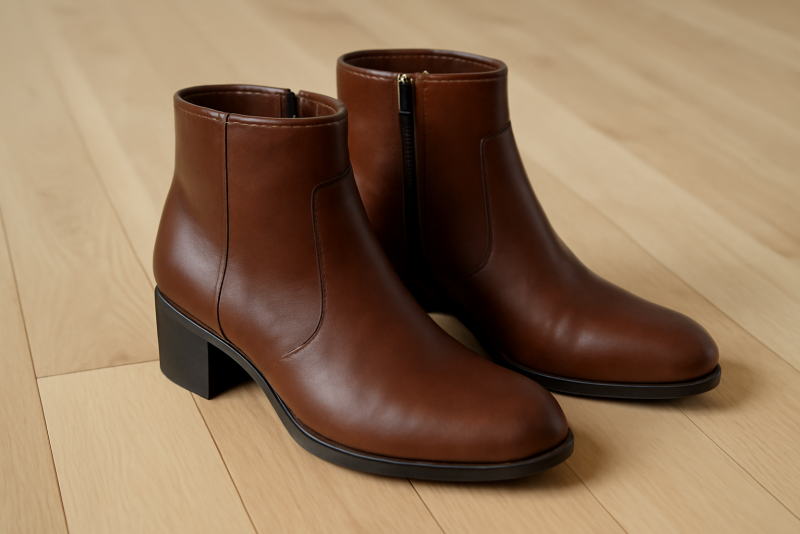 paire de bottines posée sur parquet clair