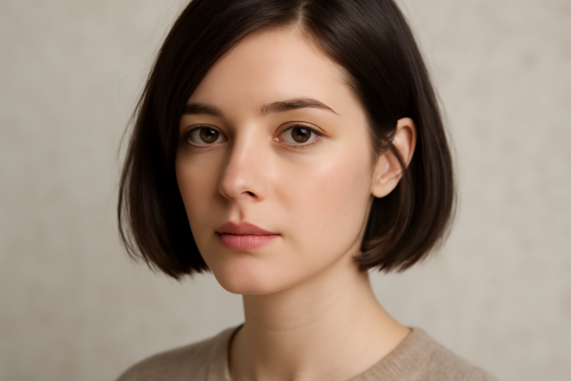 femme coiffée d'un carré court et lisse