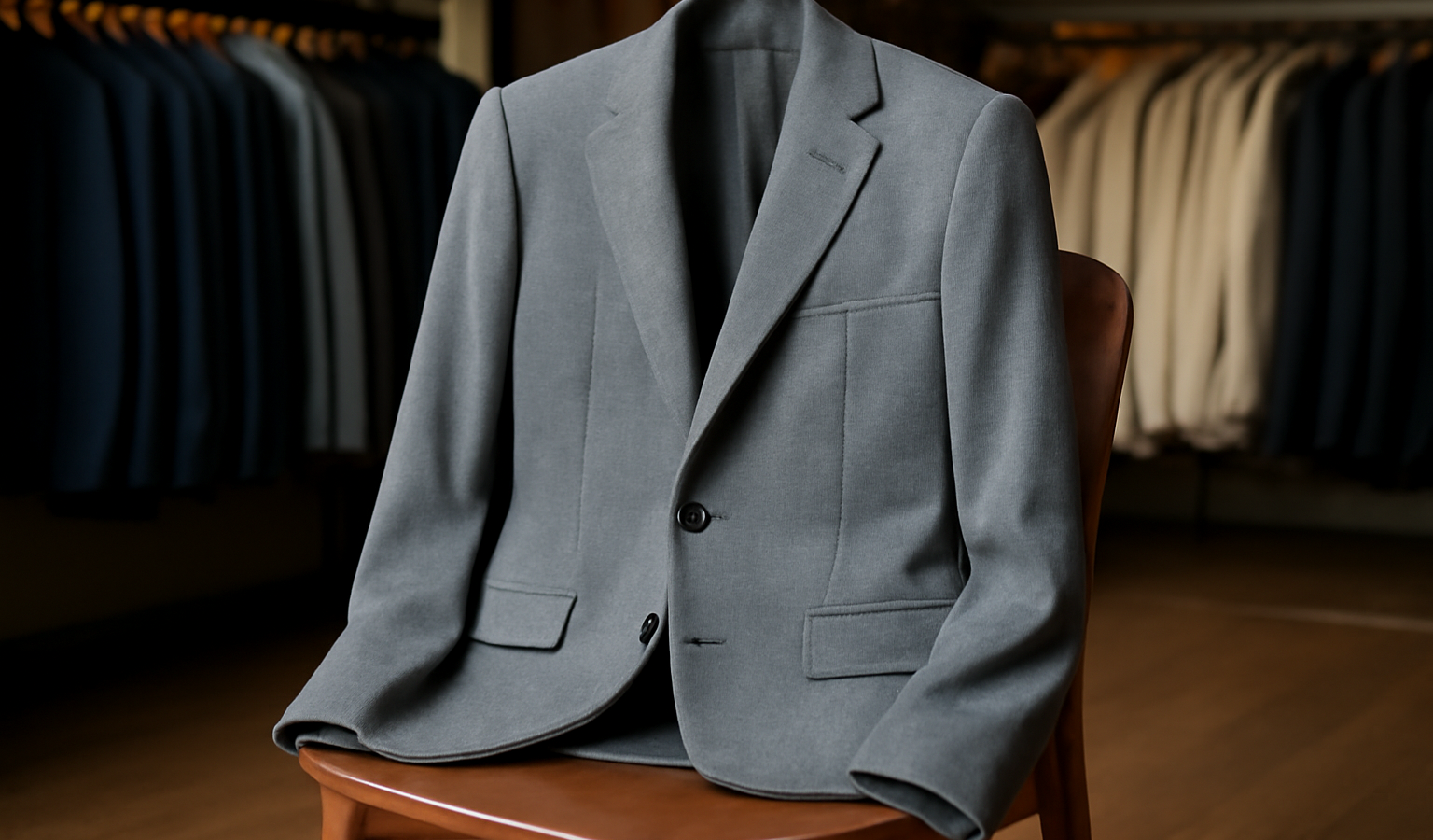 blazer posé sur chaise en boutique