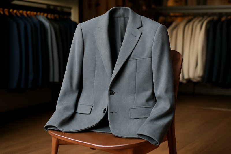 blazer posé sur chaise en boutique