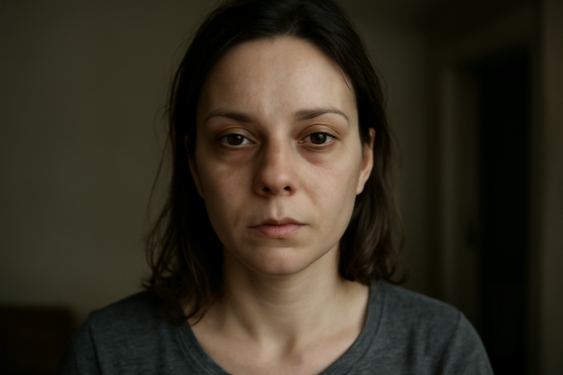 visage femme peau terne en intérieur