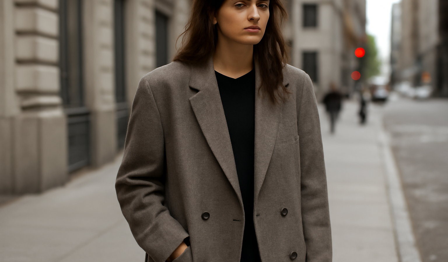 femme portant blazer oversize en ville