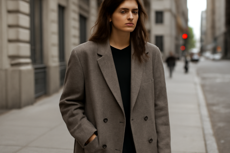 femme portant blazer oversize en ville