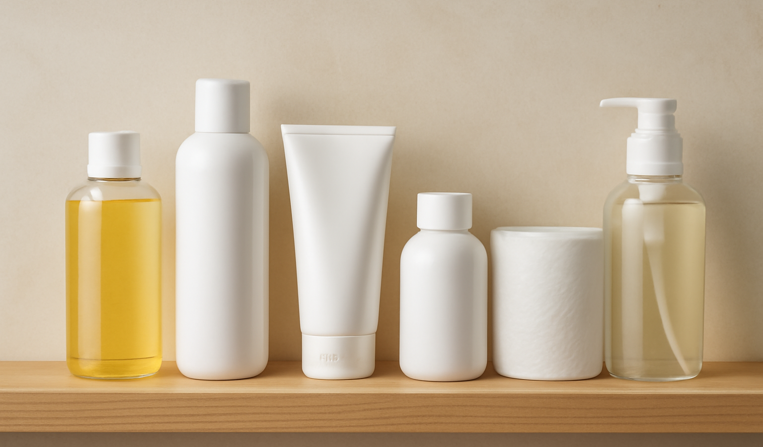 produits essentiels alignés sur une étagère