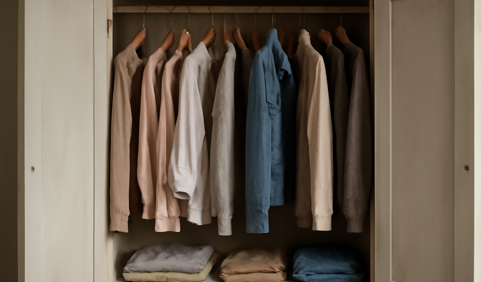 armoire ouverte montrant vetements melanges