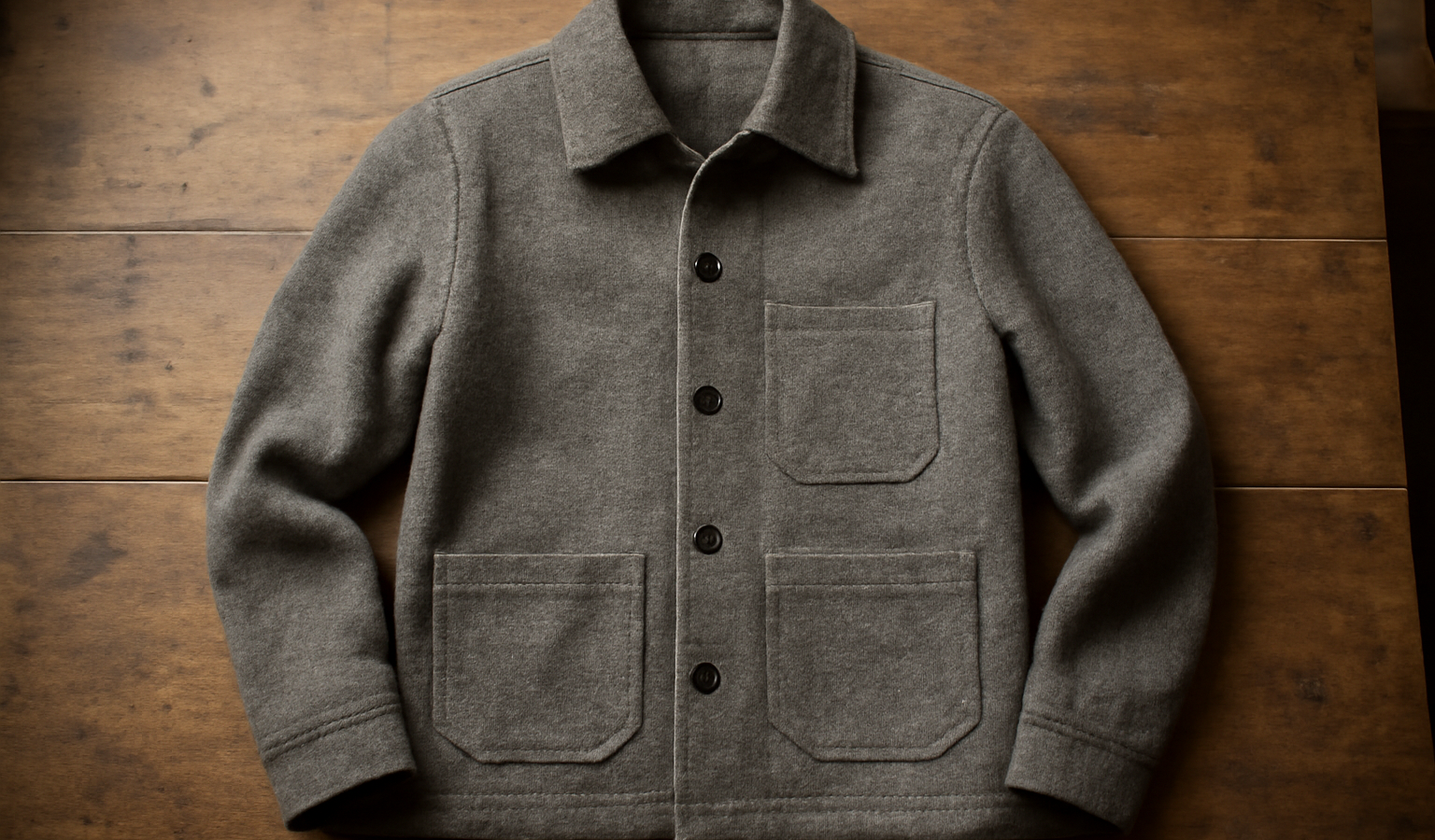 veste en laine posée sur établi