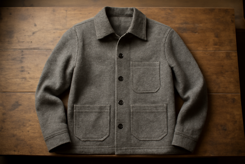 veste en laine posée sur établi