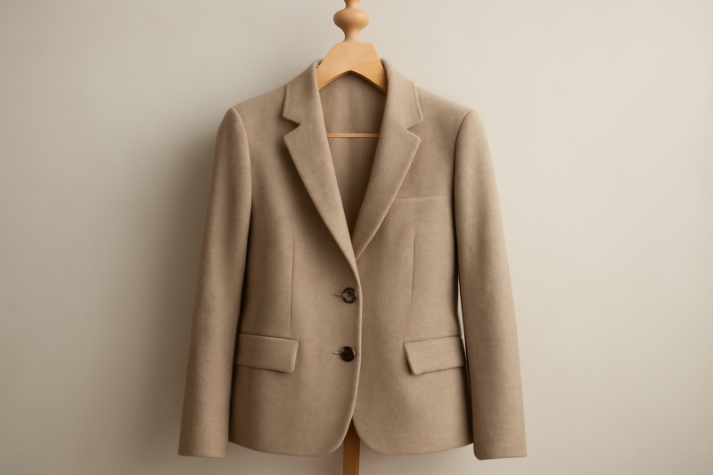 veste structurée posée sur porte-manteau