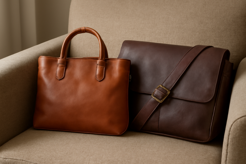 deux sacs côte à côte sur fauteuil