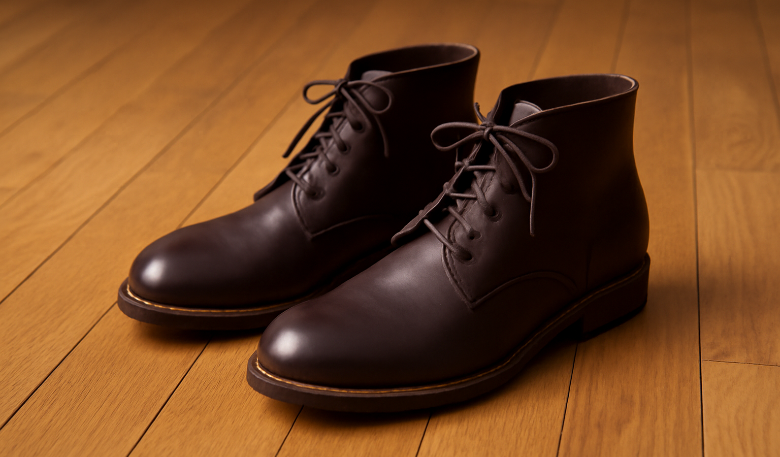 paire de bottines posees sur parquet