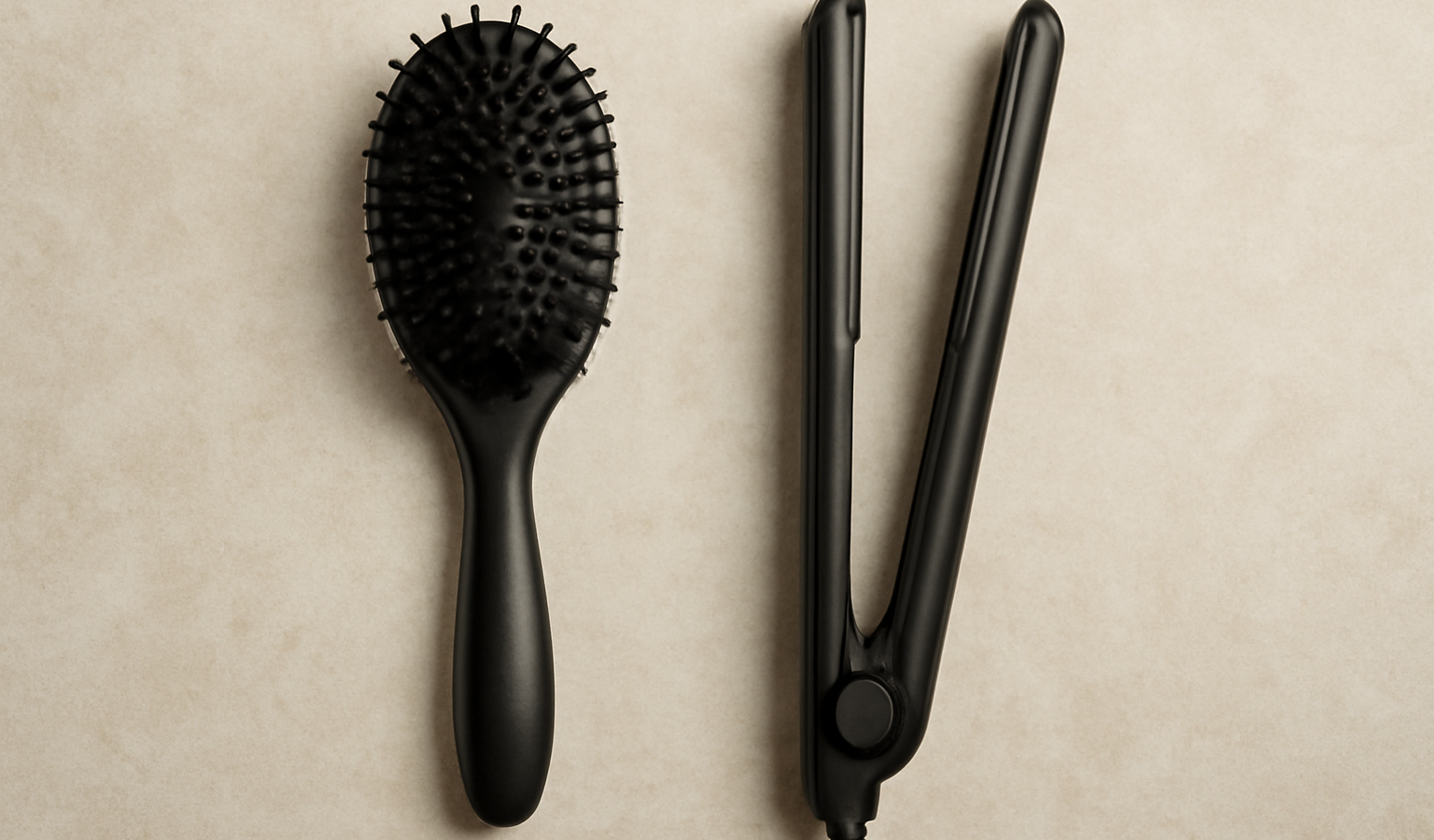 brosse et lisseur poses cote a cote