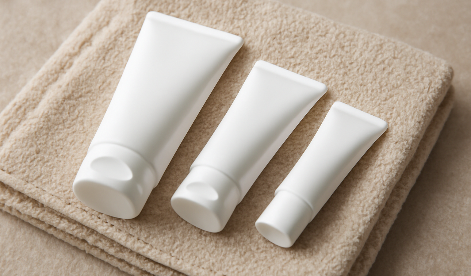 tubes de creme disposes sur serviette