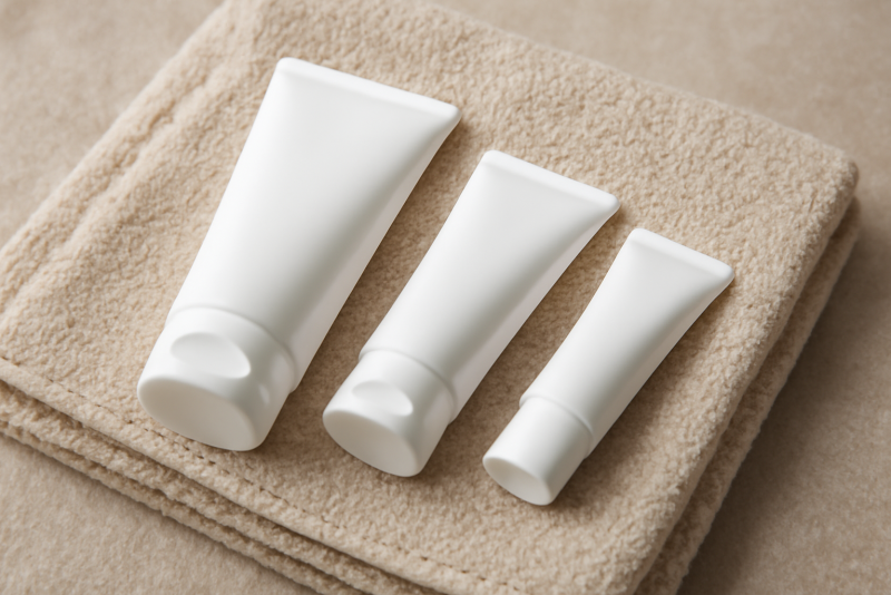 tubes de creme disposes sur serviette