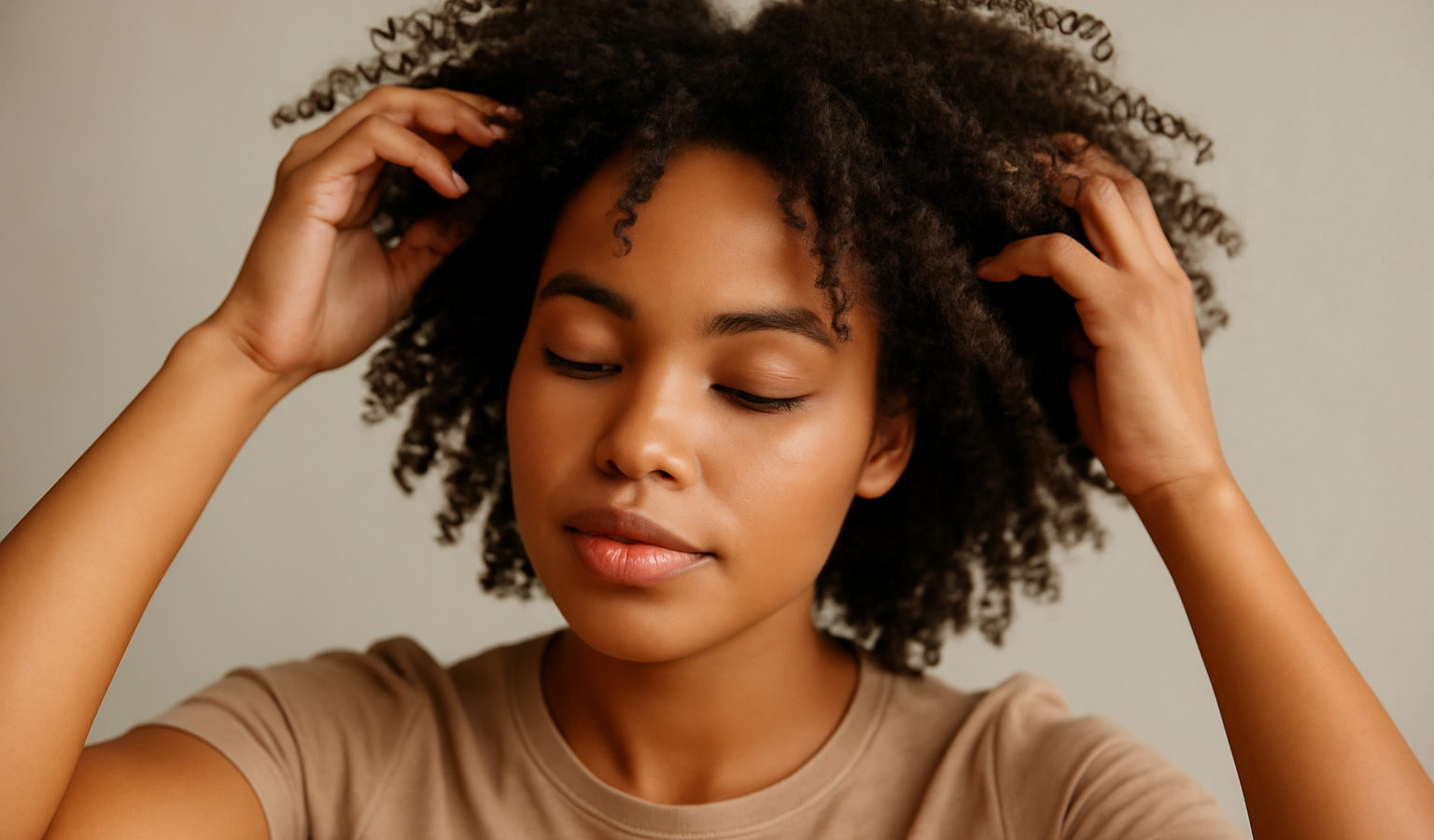 femme coiffant cheveux frisés à la main