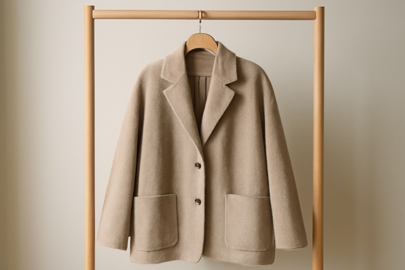 veste oversize suspendue sur portemanteau