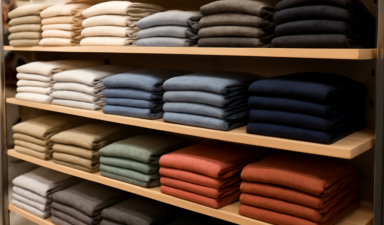 rayon de vetements empiles en magasin
