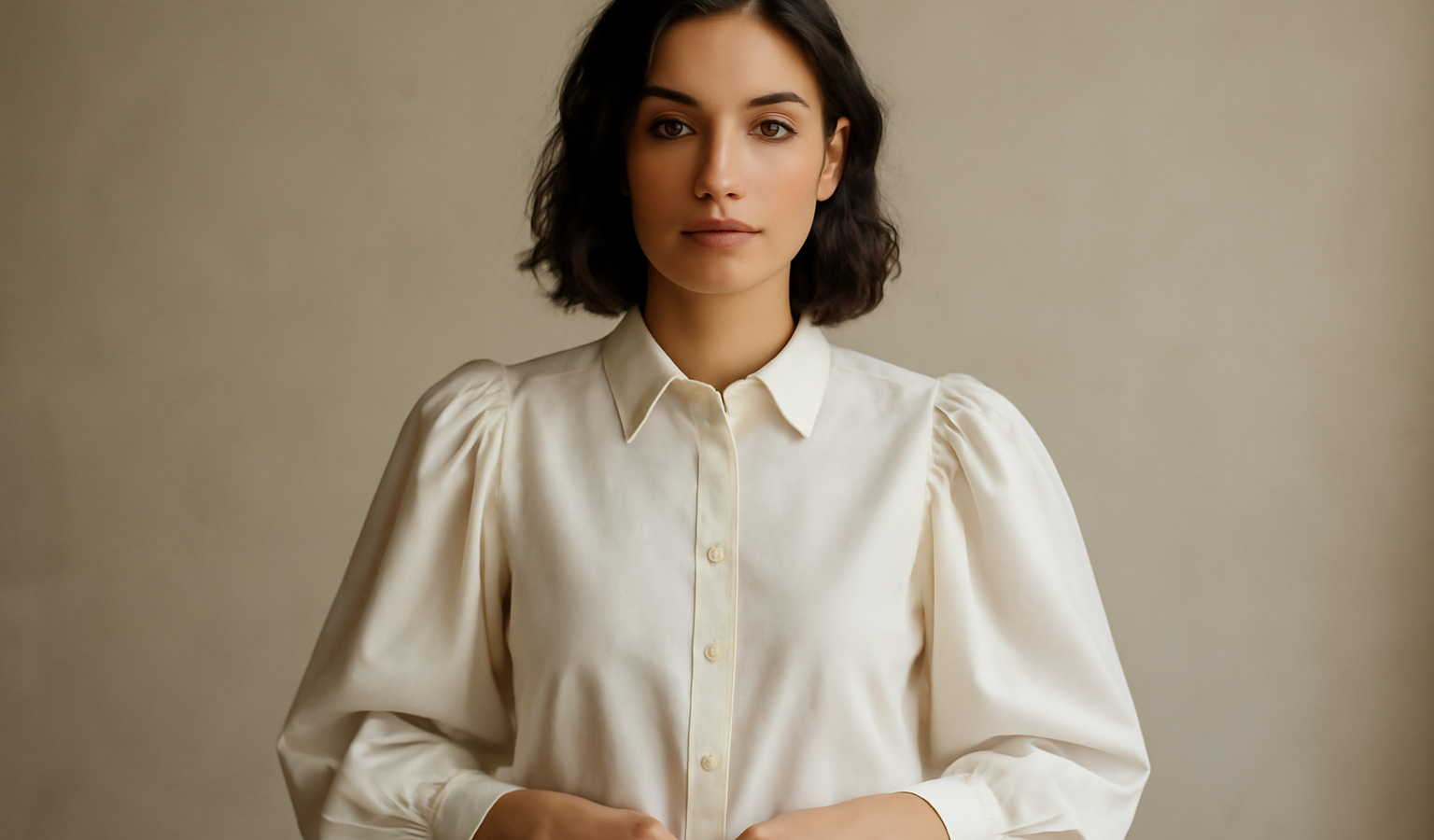 femme portant chemise a manches bouffantes