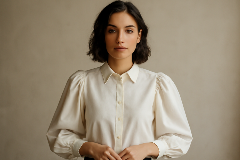 femme portant chemise a manches bouffantes