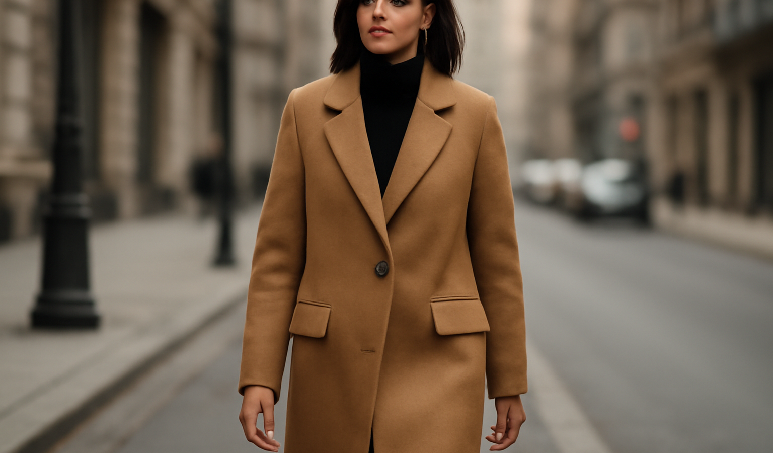personne portant un long manteau en ville