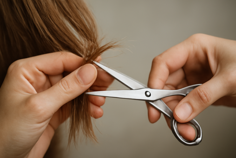 mains coupant des pointes fourchues