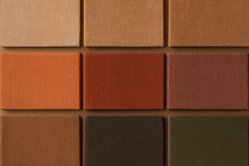 palette de couleurs textiles aux tons terre