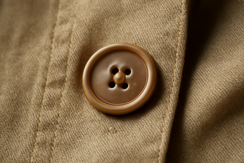 bouton et couture sur robe posee