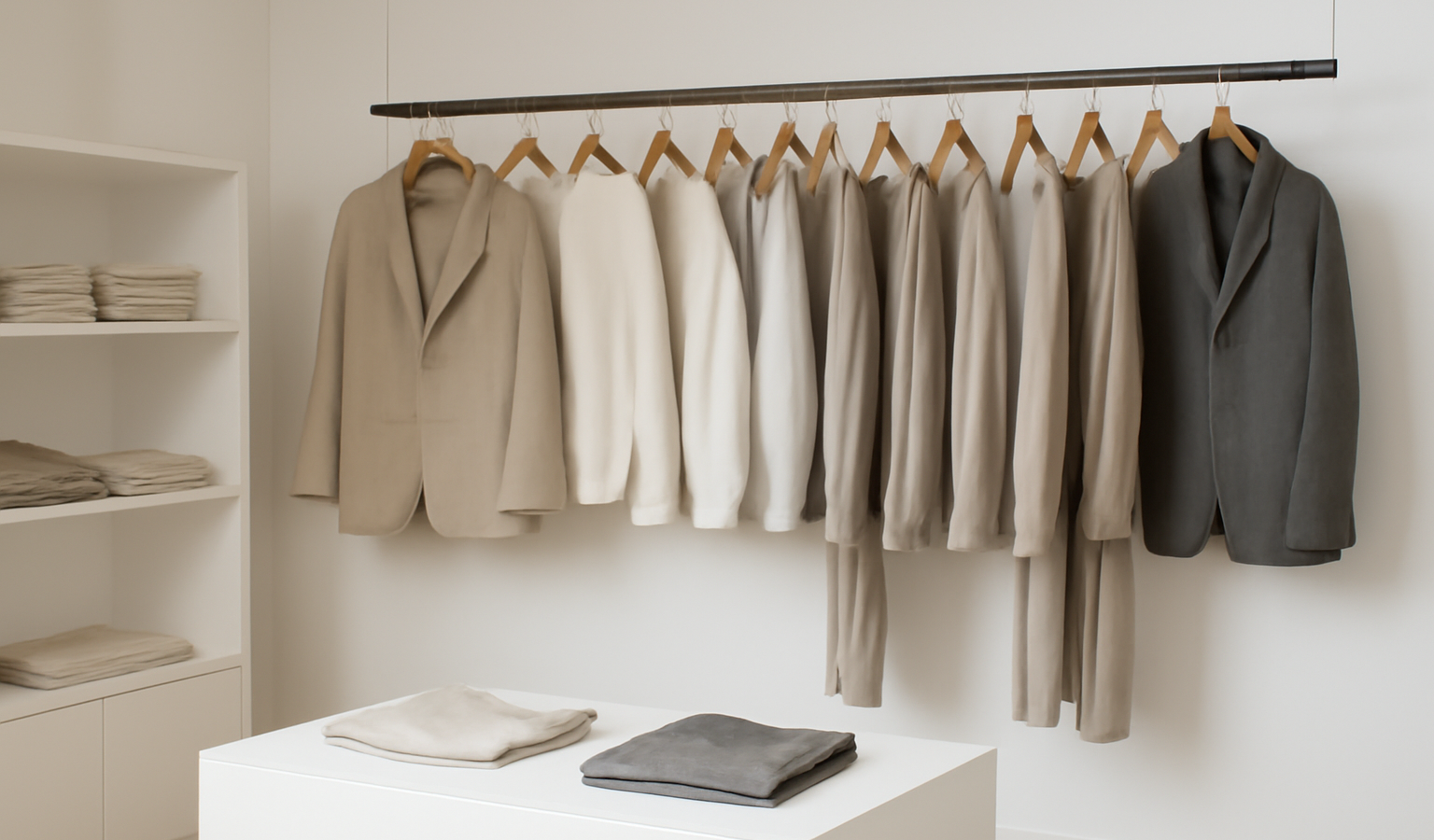 rayon vêtements classiques en boutique minimaliste