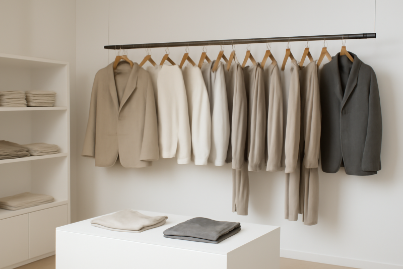 rayon vêtements classiques en boutique minimaliste